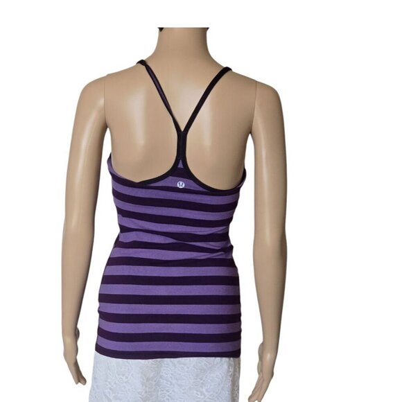 Lululemon Power Y Tank Top striped purple Women's Size 4 - Picture 3 of 5
